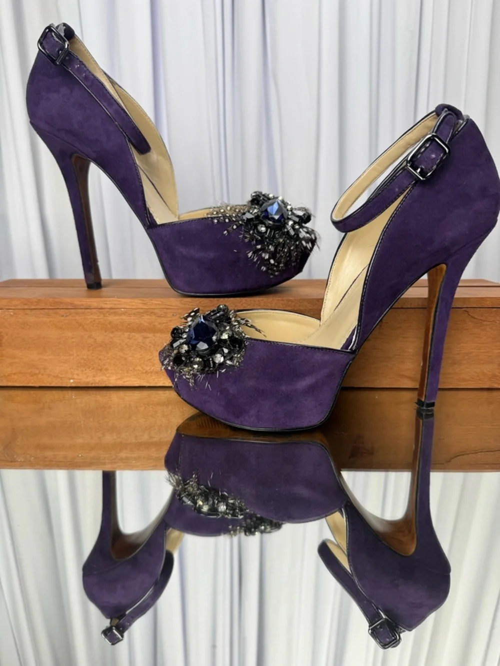 Enzo Angiolini Thaddea Suede Platform Peep-Toe Pumps